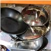 Image 2 : TOTE OF CLEAN POTS AND PANS W/ 2 CARRY ORGANIZERS