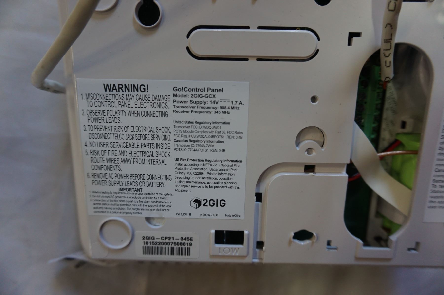 GO CONTROL PANEL SECURITY PANEL