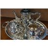 Image 2 : REGENT SILVER PLATE CREAM AND SUGAR, AND METAL TEA POT