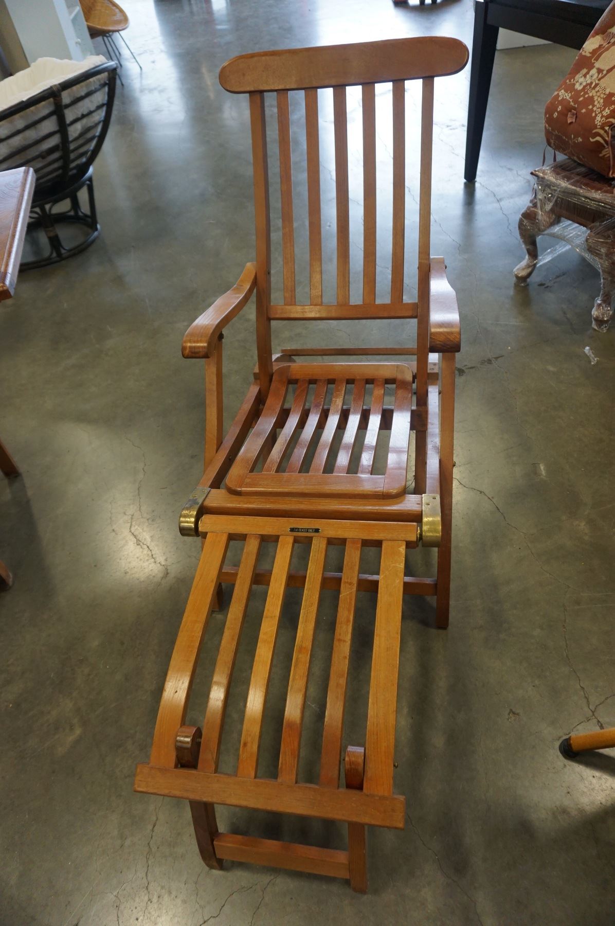 TEAK FOLDING DECK CHAIR W/ CUSHION - Big Valley Auction