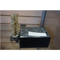 STONE BOX AND EASTERN CARVING