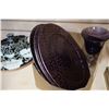 Image 2 : DECORATIVE PLATTER, DIFUSER, AND BOX OF PURPLE CHARGER PLATES