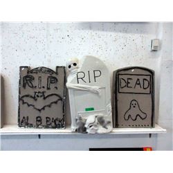 One 3D and 2 Styrofoam Tombstones