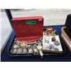 Image 1 : Red Leather Keepsake Box and Contents