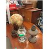 Image 1 : 12" Globe & 3 Vintage Oil Lamps