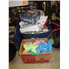 Image 1 : Box & Tote of Assorted Household Goods & Toys