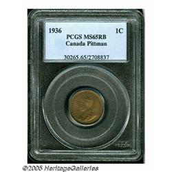 Canada. George V Cent 1936, KM28, MS65 RB PCGS Pi