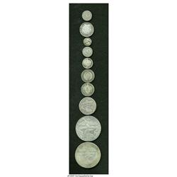 Colombia. Republic Early Silver Types, ten coins 