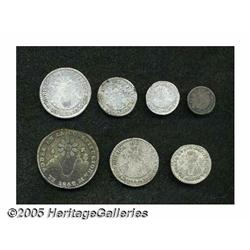 Ecuador. Republic Early Silver Types, seven coins