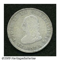 Ecuador. Republic 4 Reales 1855-GJ, KM37, nice F-