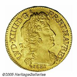 France. Louis XIV gold Louis d'Or 1686-D, KM256.2