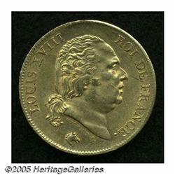 France. Louis XVIII gold 40 Francs 1818-W, KM713.