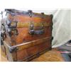 Image 4 : Antique Flattop Ribbed Trunk- Marked AE Meek Trunk and Bag Co.  Manufacturer, Denver Colo