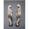 Image 1 : Marked RM Hall Jolon 32 Silver Overlaid Spurs- .75" Bands- 2" Shanks- 12 Point Rowels