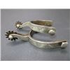 Image 4 : Marked RM Hall Jolon 32 Silver Overlaid Spurs- .75" Bands- 2" Shanks- 12 Point Rowels