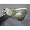 Image 5 : Marked RM Hall Jolon 32 Silver Overlaid Spurs- .75" Bands- 2" Shanks- 12 Point Rowels