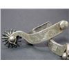 Image 2 : Marked RM Hall Jolon Silver Overlaid Gooseneck Spurs- .5" Bands- 1" Rowels- 16 Point Rowels
