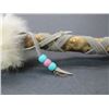 Image 2 : Beaded Indian Rattle- Rabbit Fur- 17"L