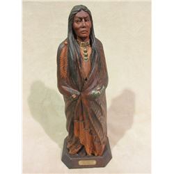 Marked "Chief Old Post" WM Churchill Jr Wooden Statue- Carved by Churchill from a an Old Post