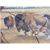 Image 2 : Signed Polson Buffalo Scene on Red Fir Slab- Original- 23"W X 21"H X 3"D
