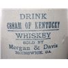 Image 2 : Marked Drink Cream of Kentucky Whiskey Sold By Morgan & Davis Brunswick GA Crock Jug- Chips- 9"W X 1