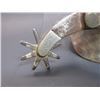 Image 2 : Marked Kelly Bros Silver Overlaid Spurs- Heart Buttons- .8" Bands- 2.25" Shanks- 8 Point Rowels