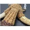 Image 5 : Beaded Rawhide Wrapped Boar Tusk Necklace- 18"L X 7"W