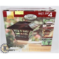 NATURALLY SOLAR SET OF 4 SOLAR LIGHTED POST CAPS