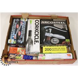 WINE OPENER, 1 CORCICKES, 3 ICE SHOT GLASS SETS,