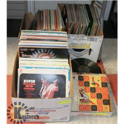 4 BOXES OF ASSORTED RECORDS, ELVIS, OLD COUNTRY