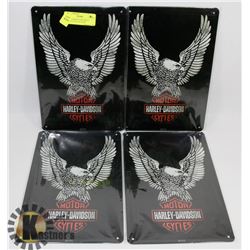 LOT OF 4 HARLEY DAVIDSON MOTOR CYCLE TIN SIGNS