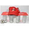 Image 1 : 8 COCA COLA CAN GLASSES & BASEBALL CAP.