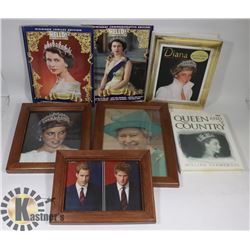 FRAMED PICTURES OF THE ROYAL FAMILY AND 3 ROYAL