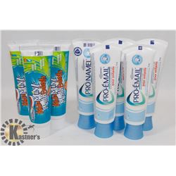 BAG OF ASSORTED TOOTHPASTE