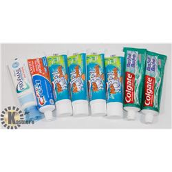 BAG OF ASSORTED TOOTHPASTE