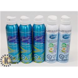 BAG OF SECRET SPRAY ANTIPERSPIRANT