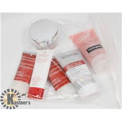 BAG OF ASSORTED FACIAL CREAMS AND CLEANSERS