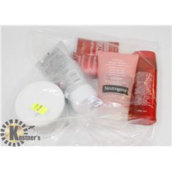 BAG OF ASSORTED FACIAL CREAMS AND CLEANSERS
