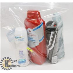 BAG OF BODYWASH, SPRAY ON ANTIPERSPIRANT AND MORE