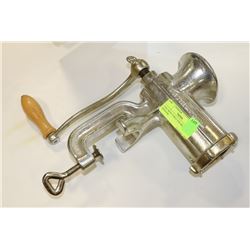 CAST IRON TABLE TOP MEAT GRINDER.