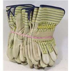 6 PAIRS LEATHER WORK GLOVES