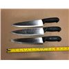Image 1 : USED SHARPENED KNIVES BLACK HANDLE  - LOT OF 3
