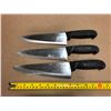 Image 1 : USED SHARPENED KNIVES BLACK HANDLE  - LOT OF 3