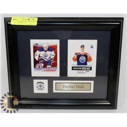 FRAMED TAYLOR HALL COLLECTOR CARDS - 12" X 10".
