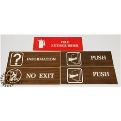 FLAT OF 5 VINTAGE PLASTIC OFFICE SIGNS