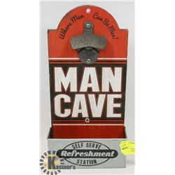NOVELTY WOOD & METAL WALL BOTTLE OPENER  -