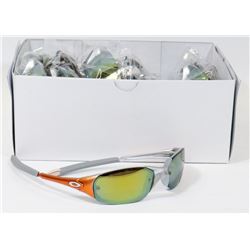 CASE OF GREY/ ORANGE OAKLEY STYLE SUNGLASSES