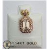 Image 1 : 14K ROSE GOLD MORGANITE DIAMOND PENDANT