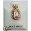 Image 2 : 14K ROSE GOLD MORGANITE DIAMOND PENDANT