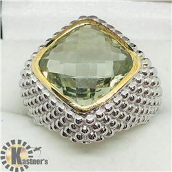 BRASS GREEN AMETHYST MEN'S RING